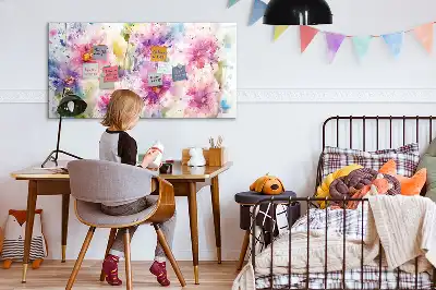Tableau magnétique à dessiner motif fleurs peintes