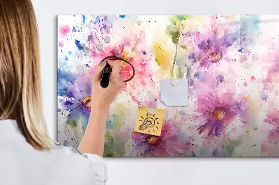 Tableau magnétique à dessiner motif fleurs peintes