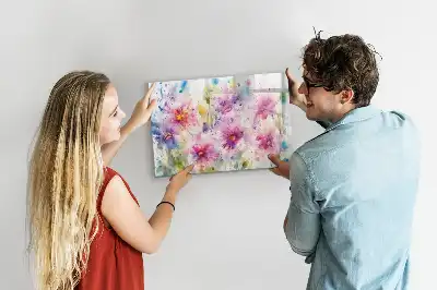 Tableau magnétique à dessiner motif fleurs peintes