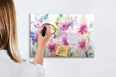 Tableau magnétique à dessiner motif fleurs peintes
