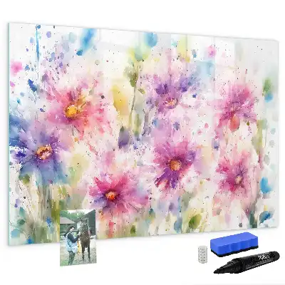 Tableau magnétique à dessiner motif fleurs peintes