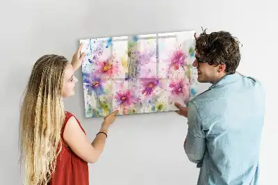 Tableau magnétique à dessiner motif fleurs peintes