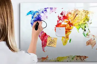 Tableau magnétique à dessiner carte du monde en aquarelle