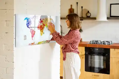 Tableau magnétique à dessiner carte du monde en aquarelle