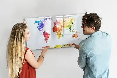 Tableau magnétique à dessiner carte du monde en aquarelle