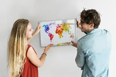 Tableau magnétique à dessiner carte du monde en aquarelle