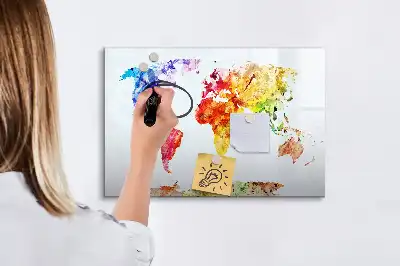 Tableau magnétique à dessiner carte du monde en aquarelle