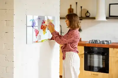 Tableau magnétique à dessiner carte du monde en aquarelle