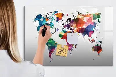 Tableau magnétique pour dessiner carte du monde avec motif triangles
