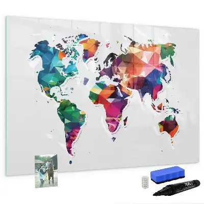 Tableau magnétique pour dessiner carte du monde avec motif triangles