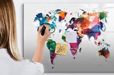 Tableau magnétique pour dessiner carte du monde avec motif triangles