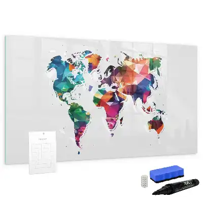 Tableau magnétique pour dessiner carte du monde avec motif triangles