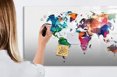 Tableau magnétique pour dessiner carte du monde avec motif triangles
