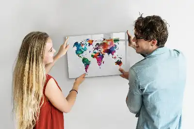 Tableau magnétique pour dessiner carte du monde avec motif triangles