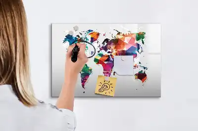Tableau magnétique pour dessiner carte du monde avec motif triangles
