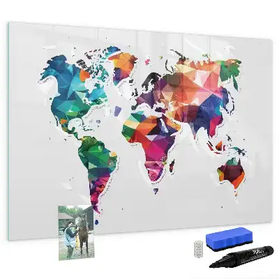 Tableau magnétique pour dessiner carte du monde avec motif triangles