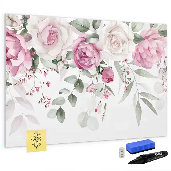 Tableau magnétique à dessiner roses en aquarelle