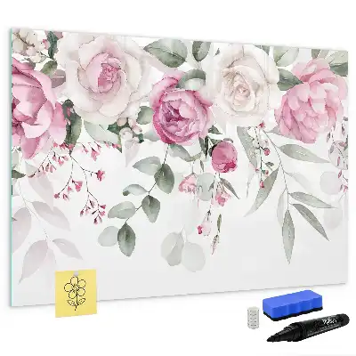 Tableau magnétique à dessiner roses en aquarelle