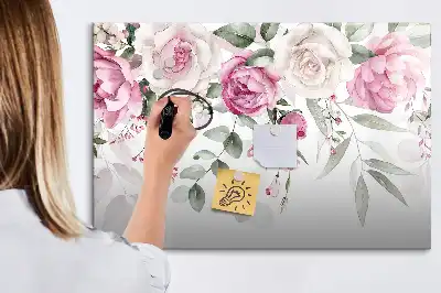 Tableau magnétique à dessiner roses en aquarelle