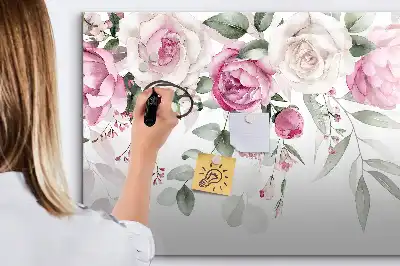 Tableau magnétique à dessiner roses en aquarelle