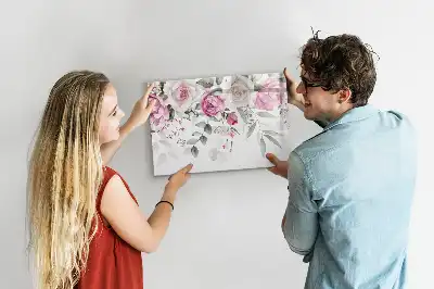Tableau magnétique à dessiner roses en aquarelle