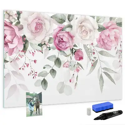 Tableau magnétique à dessiner roses en aquarelle