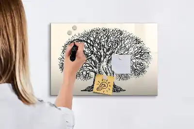 Tableau magnétique à dessiner motif grand arbre nature