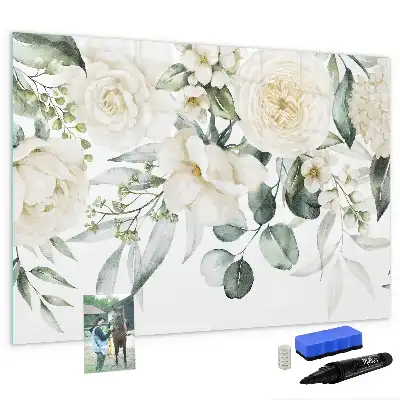Tableau magnétique à dessiner motif fleurs