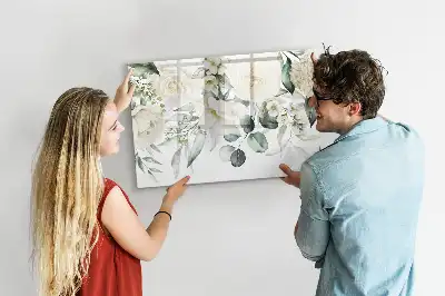 Tableau magnétique à dessiner motif fleurs
