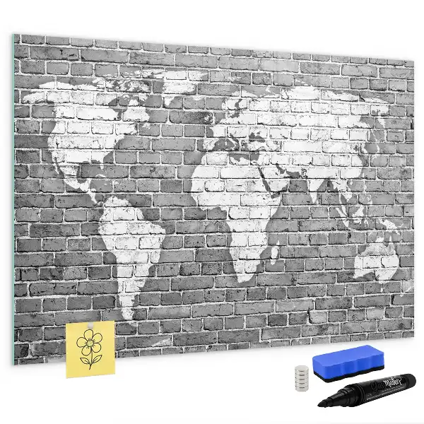 Carte du monde en briques tableau magnétique pour dessiner