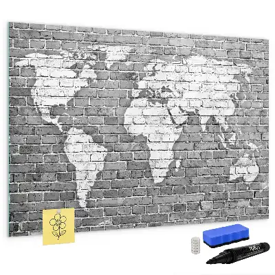 Carte du monde en briques tableau magnétique pour dessiner