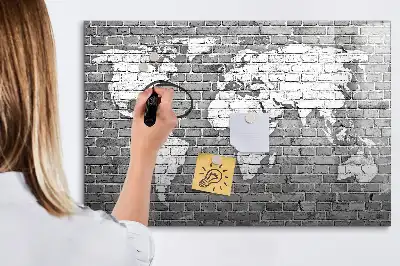 Carte du monde en briques tableau magnétique pour dessiner