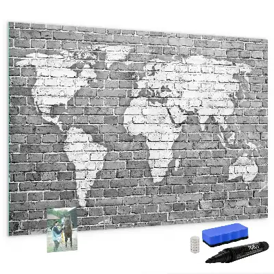Carte du monde en briques tableau magnétique pour dessiner