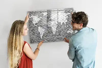 Carte du monde en briques tableau magnétique pour dessiner