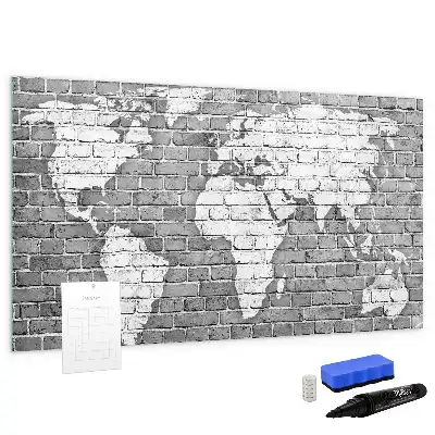 Carte du monde en briques tableau magnétique pour dessiner