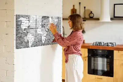Carte du monde en briques tableau magnétique pour dessiner