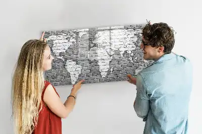 Carte du monde en briques tableau magnétique pour dessiner