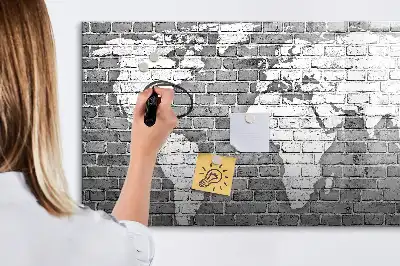 Carte du monde en briques tableau magnétique pour dessiner