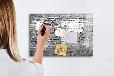 Carte du monde en briques tableau magnétique pour dessiner