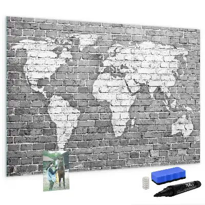 Carte du monde en briques tableau magnétique pour dessiner