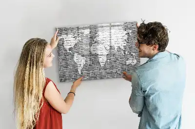 Carte du monde en briques tableau magnétique pour dessiner