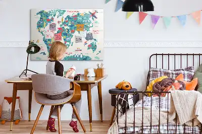 Carte du monde illustrée tableau magnétique à dessiner
