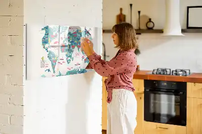 Carte du monde illustrée tableau magnétique à dessiner