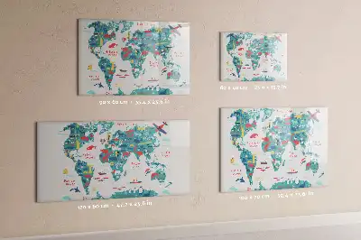 Carte du monde illustrée tableau magnétique à dessiner