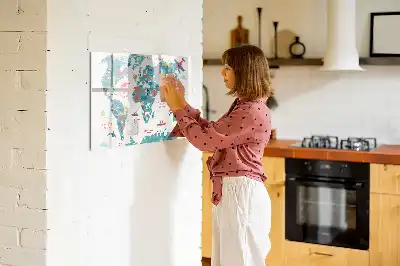 Carte du monde illustrée tableau magnétique à dessiner