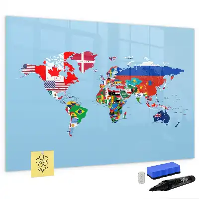 Tableau magnétique pour dessiner carte avec drapeaux