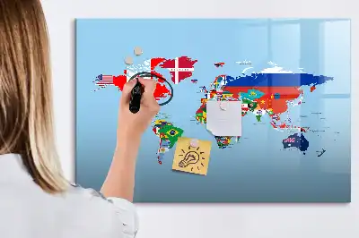 Tableau magnétique pour dessiner carte avec drapeaux