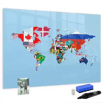 Tableau magnétique pour dessiner carte avec drapeaux