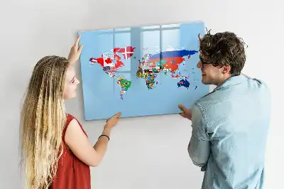 Tableau magnétique pour dessiner carte avec drapeaux
