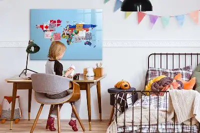 Tableau magnétique pour dessiner carte avec drapeaux